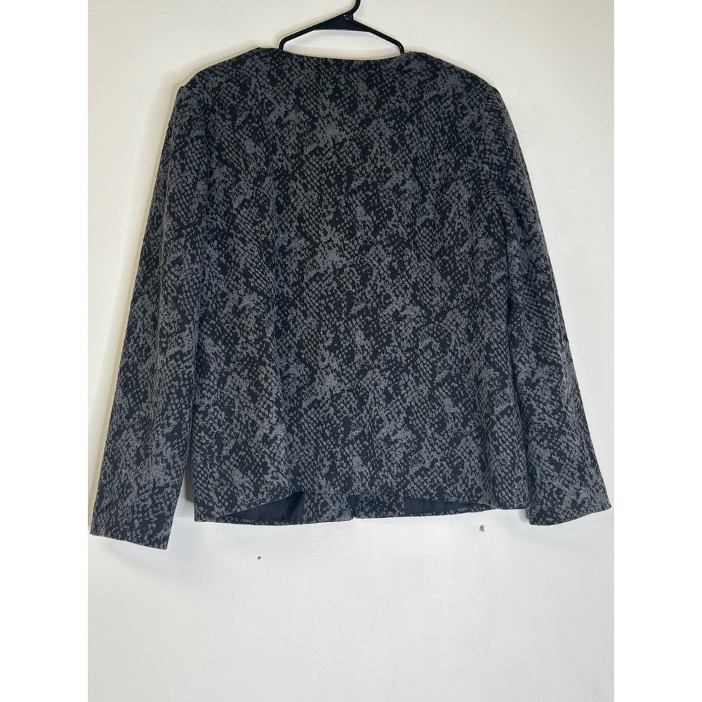 JM Collection Snakeskin Print Jacket Size 10 Faux Leather Trim Y2K Moto Blazer